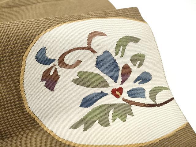 平和屋着物●八寸名古屋帯 すくい織 枝花文 正絹 逸品 CABG6228hy