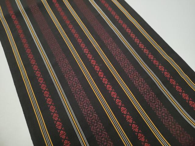 平和屋着物●本場筑前博多織 八寸名古屋帯 献上 黒地 正絹 逸品 CABG6230hy