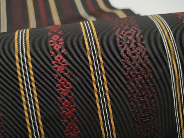 平和屋着物●本場筑前博多織 八寸名古屋帯 献上 黒地 正絹 逸品 CABG6230hy