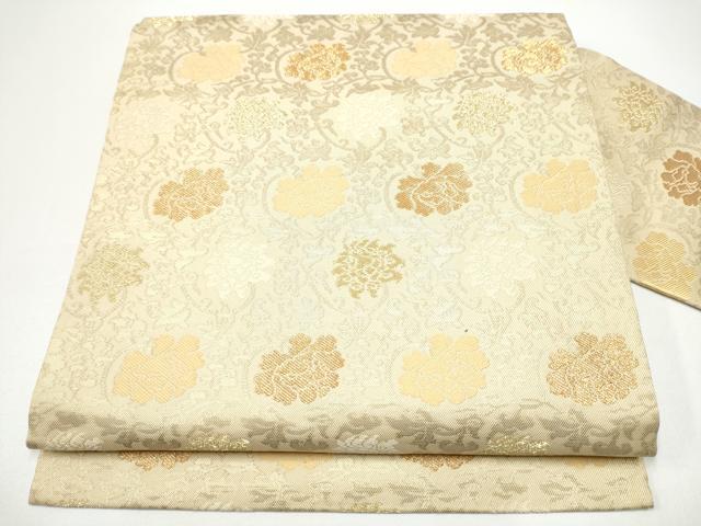 平和屋着物●九寸名古屋帯 花唐草文 金糸 正絹 逸品 CABG6236hy
