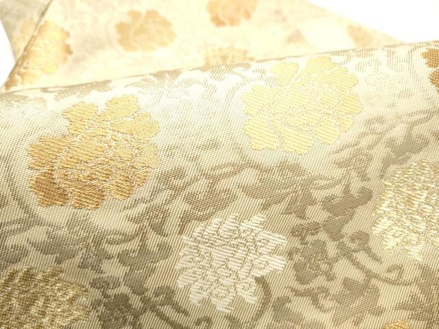 平和屋着物●九寸名古屋帯 花唐草文 金糸 正絹 逸品 CABG6236hy