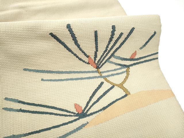 平和屋着物●八寸名古屋帯 すくい織 枝松葉文 正絹 逸品 CABG6242hy