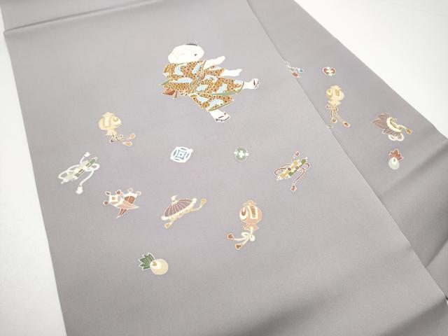 平和屋着物●塩瀬 九寸名古屋帯 唐子 宝尽くし文 金彩 正絹 逸品 CABG6244hy