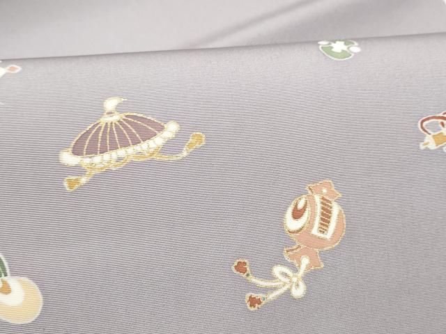 平和屋着物●塩瀬 九寸名古屋帯 唐子 宝尽くし文 金彩 正絹 逸品 CABG6244hy