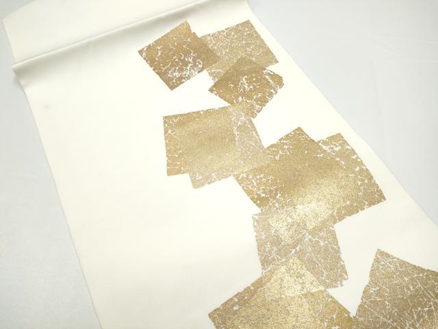 平和屋着物●塩瀬 つけ帯 色紙重ね文 金彩 正絹 逸品 CABG6278hy