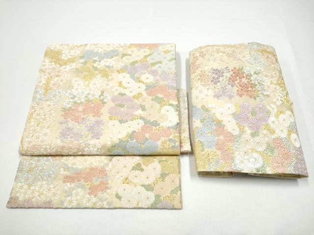 平和屋着物●つけ帯 唐織 流水小花文 金糸 正絹 逸品 CABG6279hy