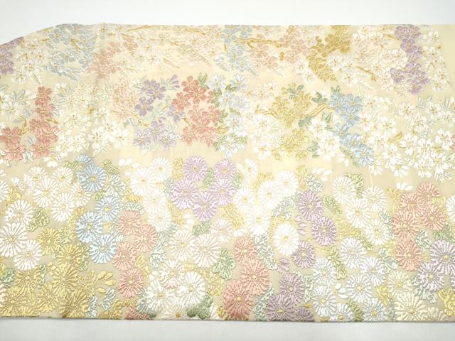 平和屋着物●つけ帯 唐織 流水小花文 金糸 正絹 逸品 CABG6279hy