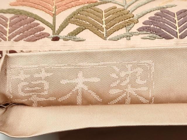 平和屋着物●六通柄袋帯 唐織 草木染 雲取り草花文 金糸 正絹 逸品 CABG6284hy