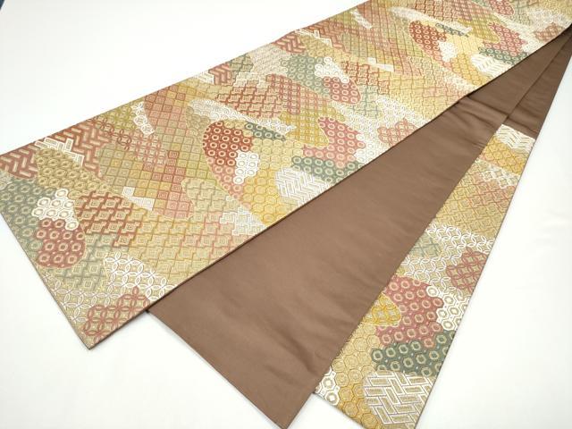 平和屋着物●六通柄袋帯 流水菊文 金銀糸 正絹 逸品 CABG6294hy