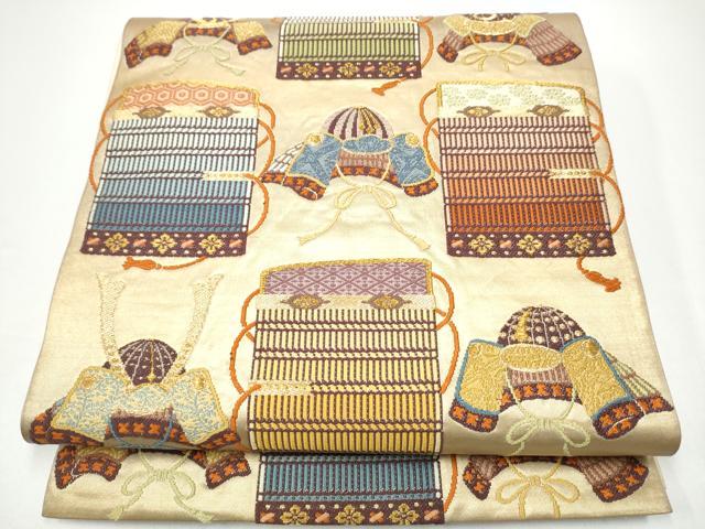 平和屋着物●六通柄袋帯 唐織 兜 鎧脅し 金糸 正絹 逸品 CABG6295hy