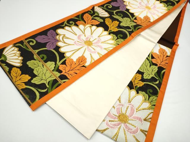 平和屋着物●六通柄袋帯 唐織 花唐草文 金糸 正絹 逸品 CABG6302hy