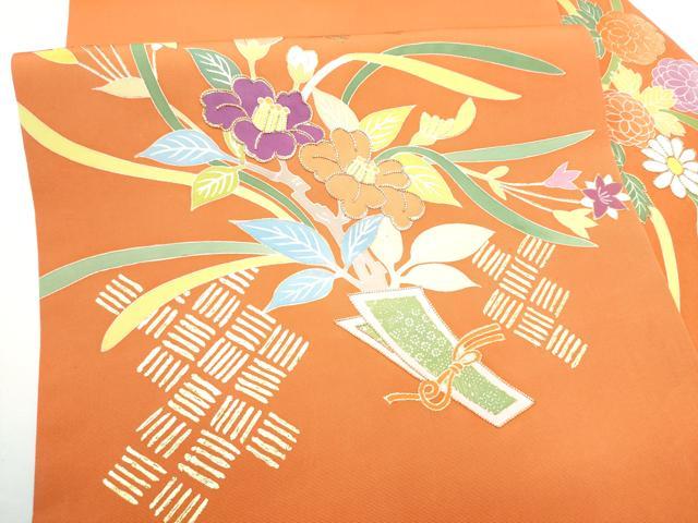 平和屋着物●塩瀬 九寸名古屋帯 駒刺繍 枝花文 金彩 松坂屋染織名作展 たとう紙付き 正絹 逸品 CABG6305hy