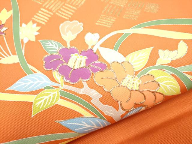 平和屋着物●塩瀬 九寸名古屋帯 駒刺繍 枝花文 金彩 松坂屋染織名作展 たとう紙付き 正絹 逸品 CABG6305hy