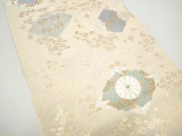 平和屋着物●九寸開き名古屋帯 唐織 菱花唐草文 金糸 正絹 逸品 CABG6308hy