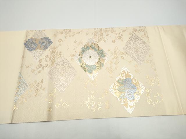 平和屋着物●九寸開き名古屋帯 唐織 菱花唐草文 金糸 正絹 逸品 CABG6308hy