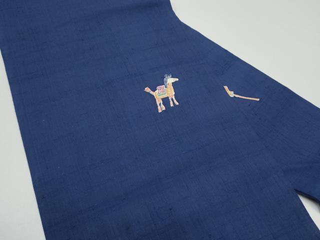 平和屋着物●九寸名古屋帯 紬地 馬 正絹 逸品 CABG6309hy