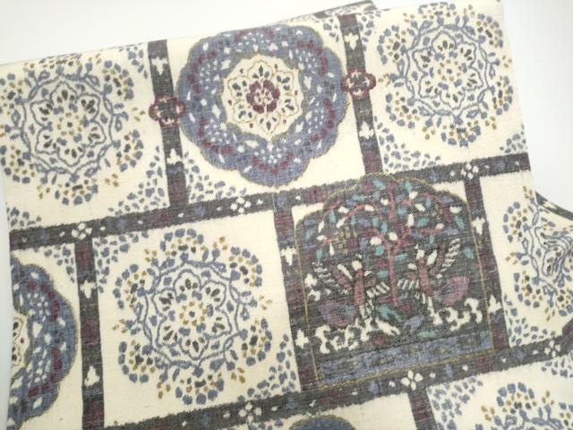 平和屋着物●九寸名古屋帯 紬地 草花文 正絹 逸品 CABG6320hy