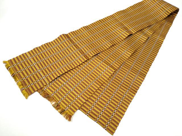 平和屋着物●本場黄八丈 紬 両面 半幅帯 正絹 逸品 CABG6323hy