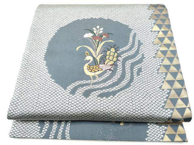 平和屋着物●六通柄袋帯 孔雀花文 金糸 正絹 逸品 CABG6359hy