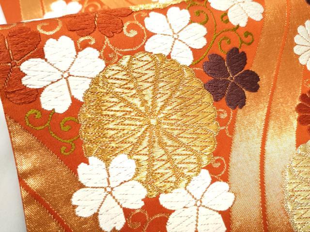 平和屋着物●西陣 河合美術織物謹製 六通柄袋帯 唐織 立涌菊文 金糸 正絹 逸品 CABG6362hy