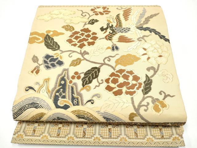 平和屋着物●六通柄袋帯 鳳凰花唐草文 金糸 正絹 逸品 CABG6367hy