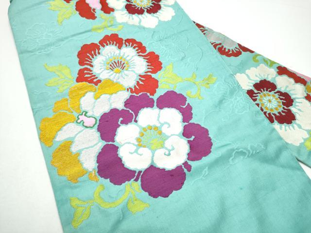 平和屋着物●アンティーク 大正ロマン 九寸名古屋帯 花唐草文 金糸 正絹 逸品 CABG6391hy