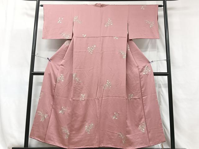 平和屋着物■上質な小紋 草花文 銀彩 正絹 逸品 CABG6412xe