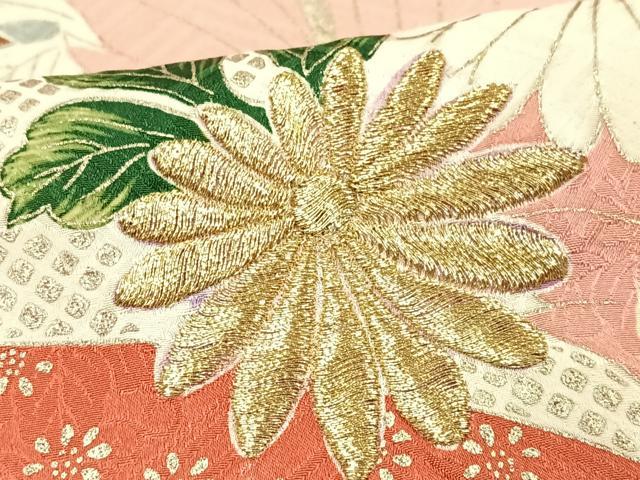 平和屋着物■豪華振袖 刺繍 草花文 金彩 正絹 逸品 CABG6415xe