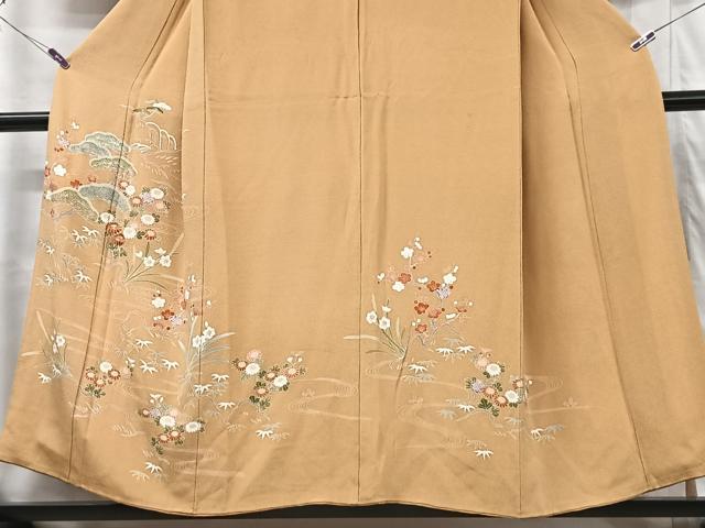 平和屋着物■訪問着 草花文 鬼しぼ縮緬 正絹 逸品 CABG6423xe