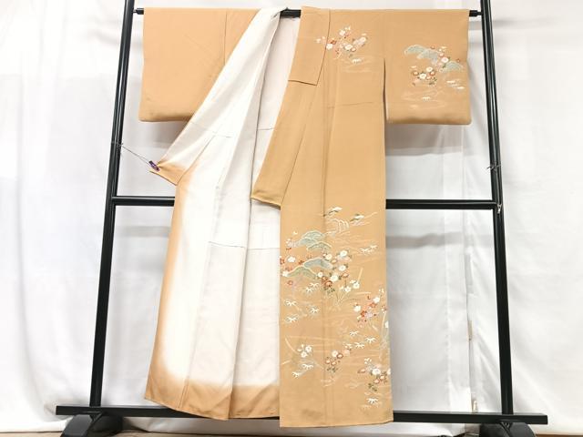 平和屋着物■訪問着 草花文 鬼しぼ縮緬 正絹 逸品 CABG6423xe