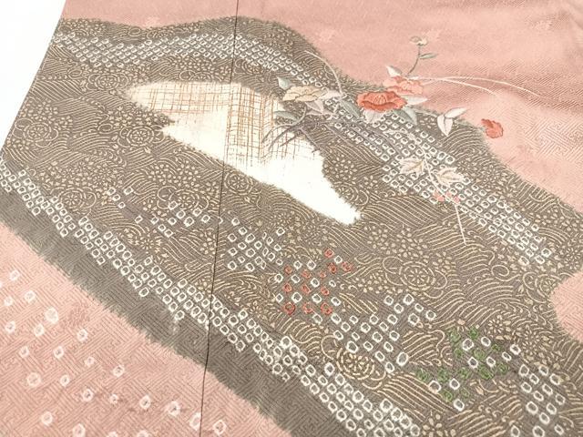 平和屋着物■訪問着 刺繍 絞り 草花文 正絹 逸品 未使用 CABG6429xe