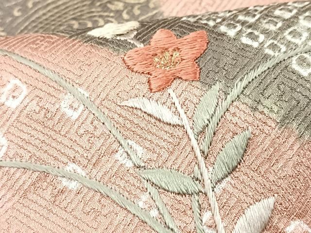 平和屋着物■訪問着 刺繍 絞り 草花文 正絹 逸品 未使用 CABG6429xe
