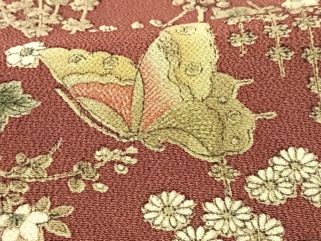 平和屋着物■上質な小紋 花蝶文 鬼しぼ縮緬 正絹 逸品 CABG6440xe