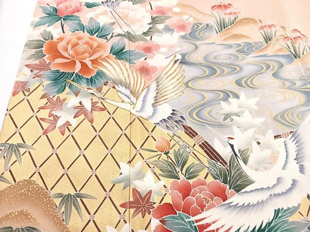 平和屋着物■豪華色留袖 作家物 花鳥文 金彩 正絹 逸品 CABG6444xe