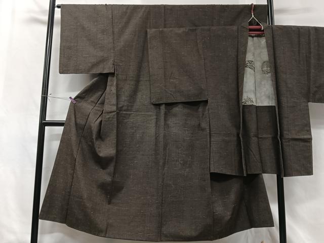 平和屋着物■男性 紬 アンサンブル 赤墨色 正絹 逸品 CABG6466xe