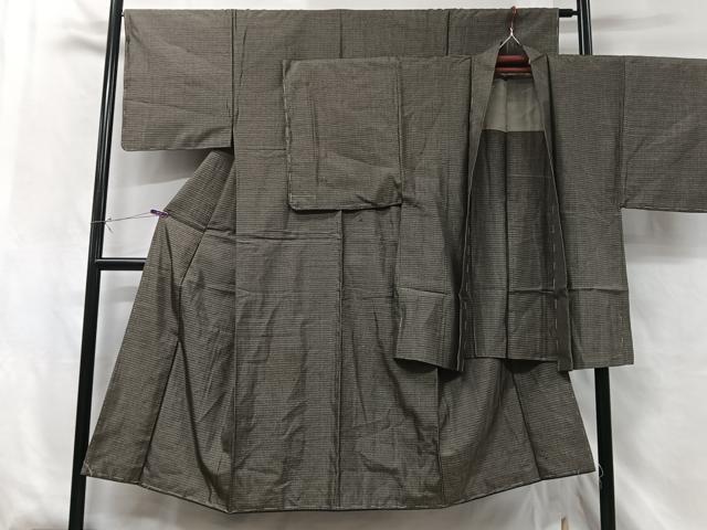 平和屋着物■男性 紬 アンサンブル 格子 正絹 逸品 未使用 CABG6467xe