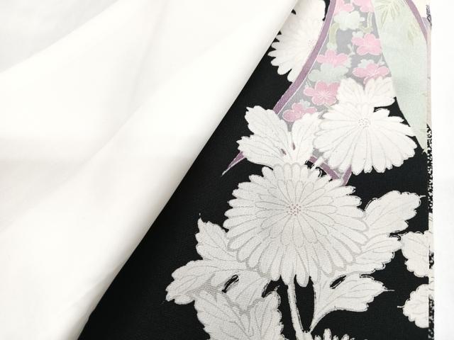 平和屋着物■豪華黒留袖 短冊花鳥文 暈し染め 銀彩 正絹 逸品 CABG6469xe