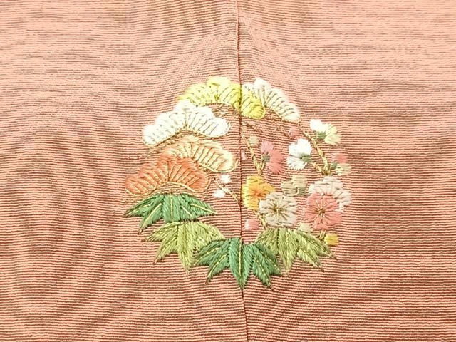 平和屋着物■訪問着 刺繍 地紙貝桶花鳥文 暈し染め 正絹 逸品 CABG6484xe