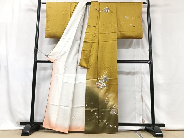 平和屋着物■訪問着 枝花文 暈し染め 金彩 さが美扱い 正絹 逸品 CABG6495xe