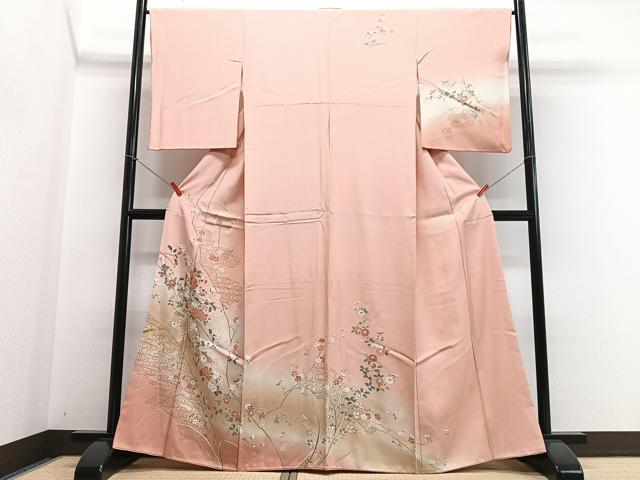 平和屋着物■訪問着 流水枝花文 暈し染め 正絹 逸品 CABG6533xe