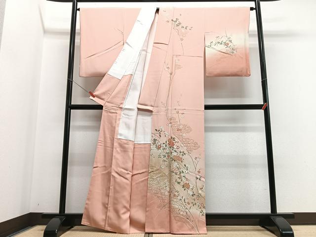 平和屋着物■訪問着 流水枝花文 暈し染め 正絹 逸品 CABG6533xe