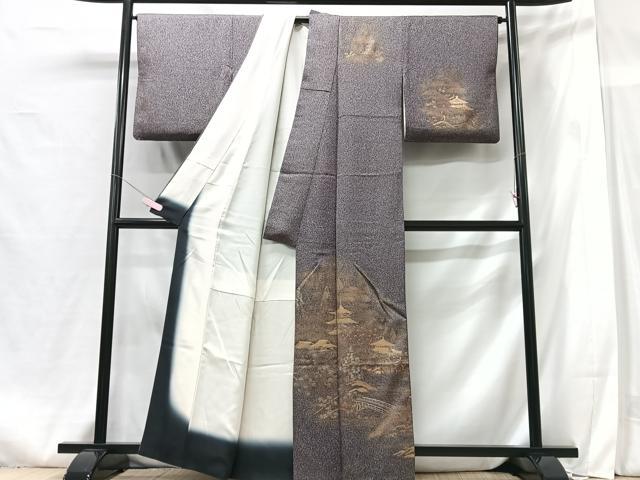 平和屋着物■訪問着 渡り橋風景文 たたき染め 金彩 正絹 逸品 CABG6536xe