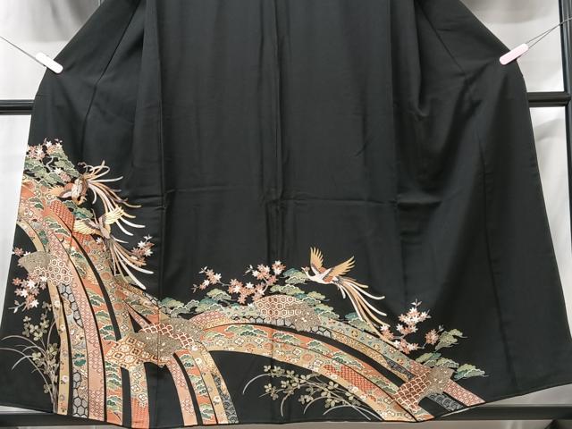 平和屋着物■豪華黒留袖 鳳凰短冊花文 金彩 正絹 逸品 CABG6539xe