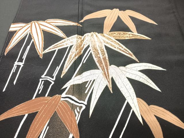 平和屋着物■豪華黒留袖 駒刺繍 笹竹文 金彩 正絹 逸品 CABG6540xe