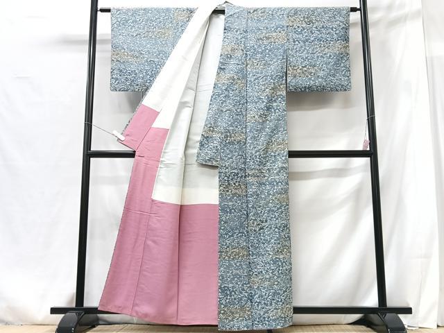 平和屋着物■上質な紬 型染め 草花文 正絹 逸品 CABG6544xe