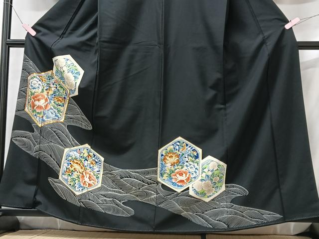 平和屋着物■豪華黒留袖 花鳥文 金彩 正絹 逸品 CABG6550xe