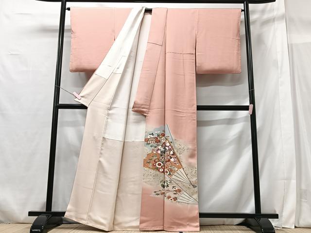 平和屋着物■豪華色留袖 駒刺繍 扇面御所車花文 暈し染め 金彩 正絹 逸品 CABG6551xe
