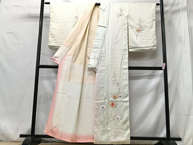 平和屋着物■訪問着 駒刺繍 草花文 金彩 正絹 逸品 CABG6560xe