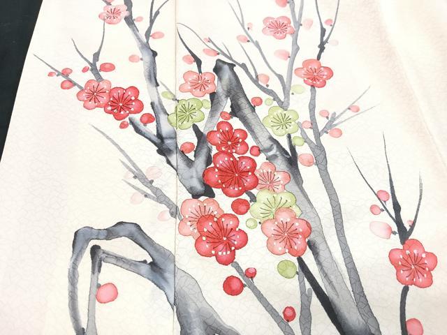 平和屋着物■訪問着 手描き 枝梅文 正絹 逸品 CABG6565xe