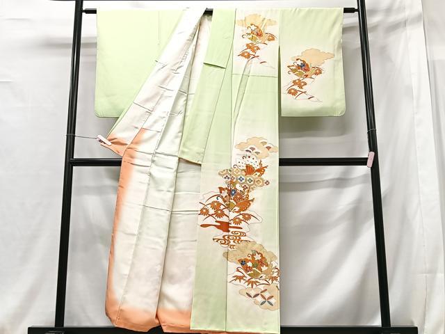 平和屋着物■訪問着 駒刺繍 舞蝶文 暈し染め 金彩 正絹 逸品 CABG6575xe